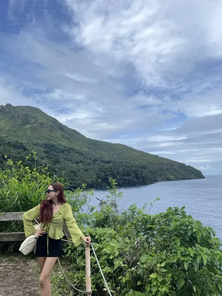 My girlfriend doing a side-pose by the Tongatok View Deck in Camiguin Island