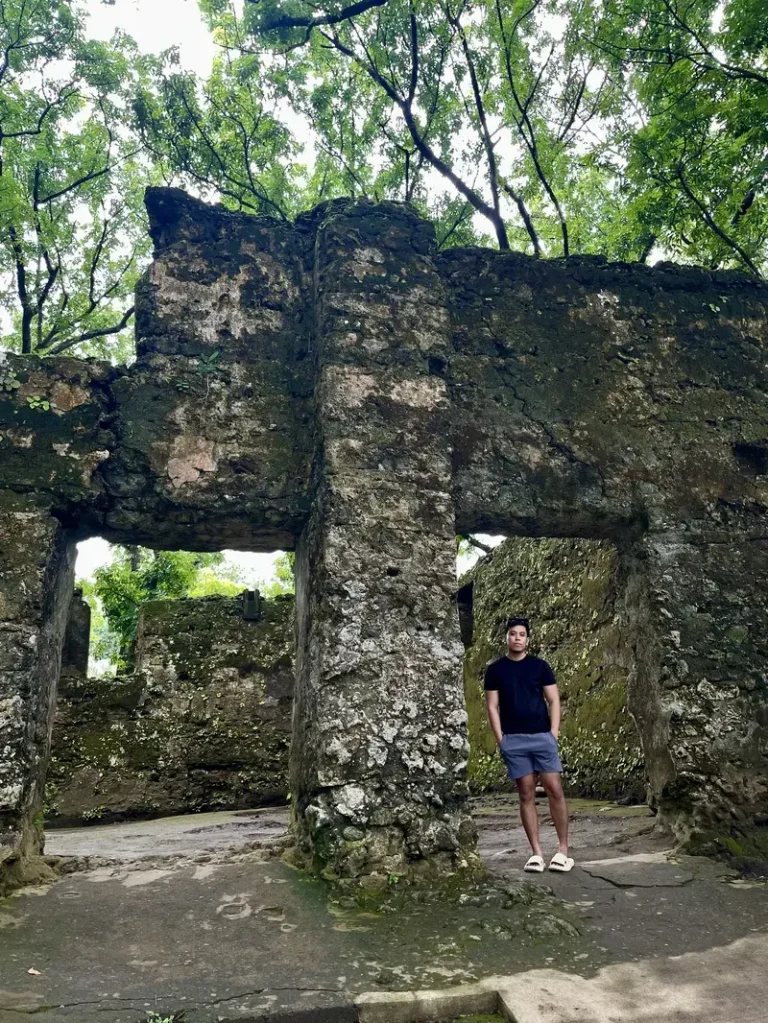 Joshua Goes Random taking a pose in one of Old Gui-Ob's Church Ruins spot in Camiguin Island