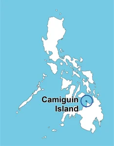Map of the Philippines showing the location of Camiguin Island