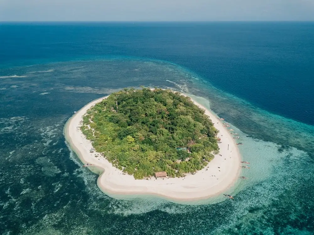 Aerial view of Mantigue Island in Camiguin